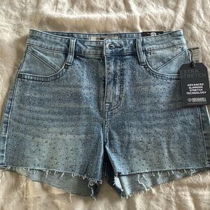 Rock & Roll Cowgirl Light Blue Rhinestone Denim Shorts